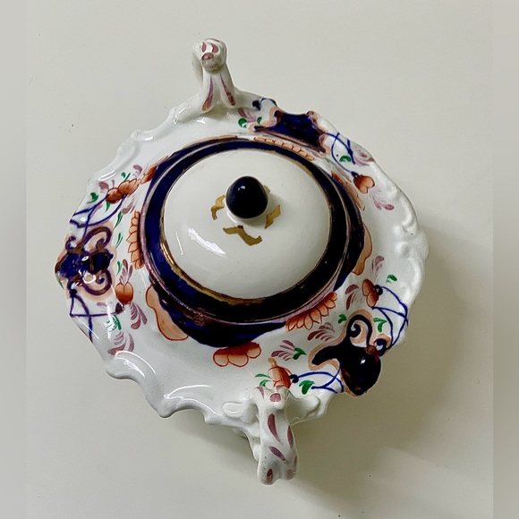 19th Century Antique Gaudy Welsh Urn Variant Footed Lidded Sugar Bowl - Picture 11 of 16